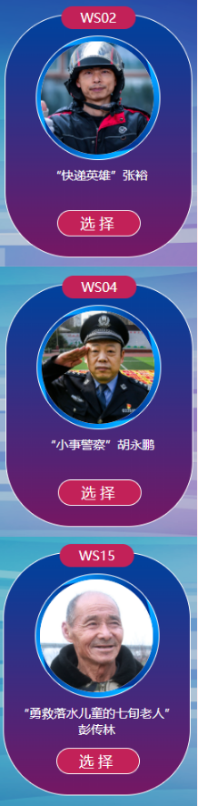 张裕,ws04号"小事警察"胡永鹏,ws15号"勇救落水儿童的七旬老人"彭传林